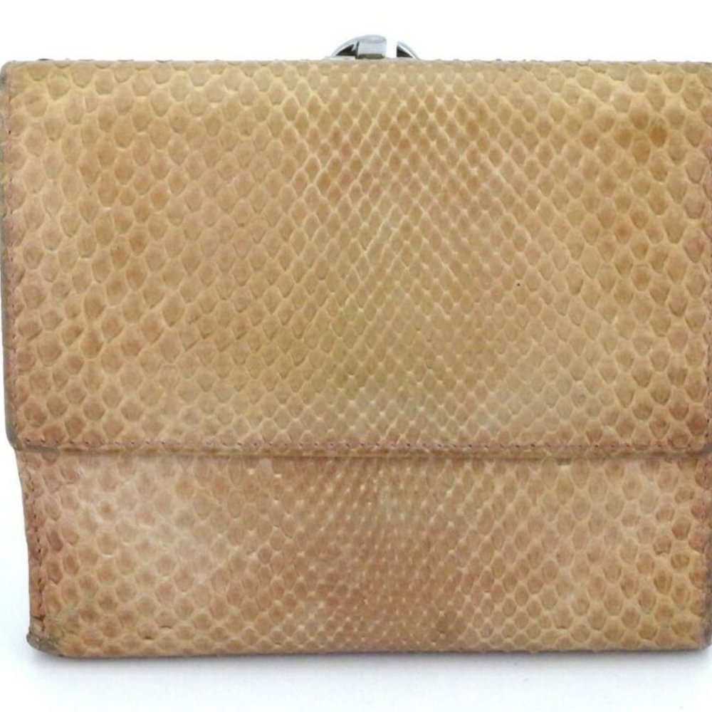 Auth Gucci W Hook Purse Python Beige Python Leath… - image 7